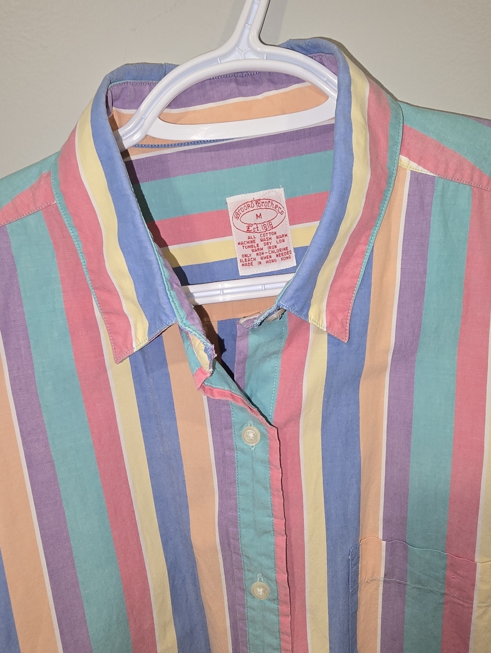 Brooks Brothers Top Vintage Retro Rainbow Pride Kawaii Button Up Stripe Medium - Picture 3 of 6